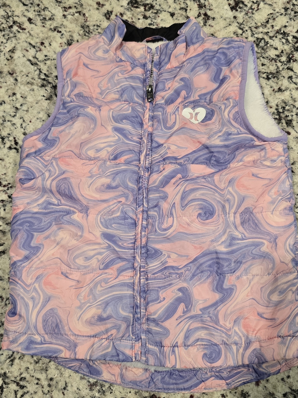 Girls' Pink & Purple Swirl Puffer Vest - Hurley Size 6